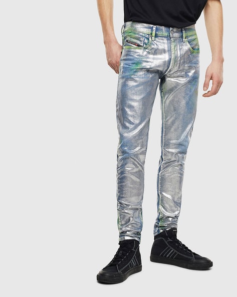 Udfyld Ruddy Information Buy DIESEL D-STRUKT Slim Fit Regular Waist Washed Stretch Jeans | Silver  Color Men | AJIO LUXE