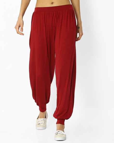 Solid Color Women's Harem Pants in Red