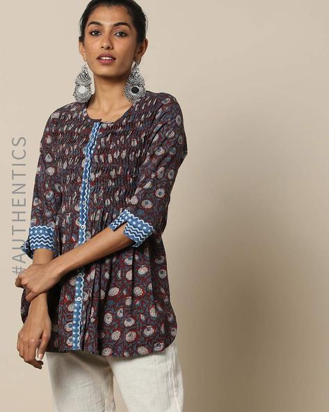 Beautiful Printed Kurti with Neck and Sleeves Patti Detailing