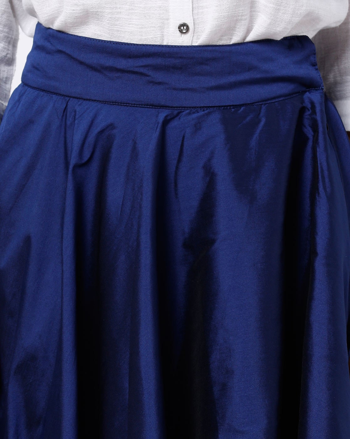 Buy De Moza Womens Solid Polyester Royal Blue Skirt online