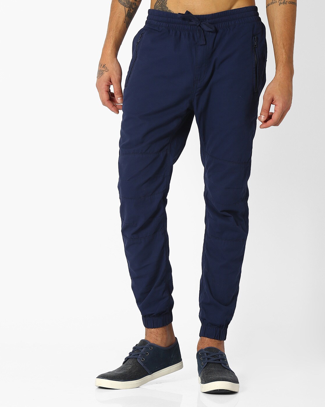 navy cotton joggers