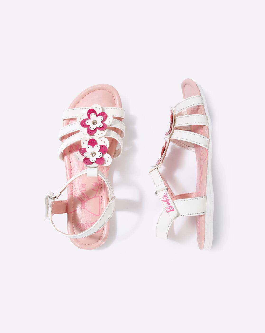 pink and white sandals