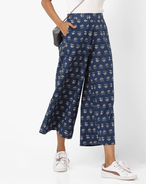 Printed Mid-Rise Palazzos with Insert Pocket 