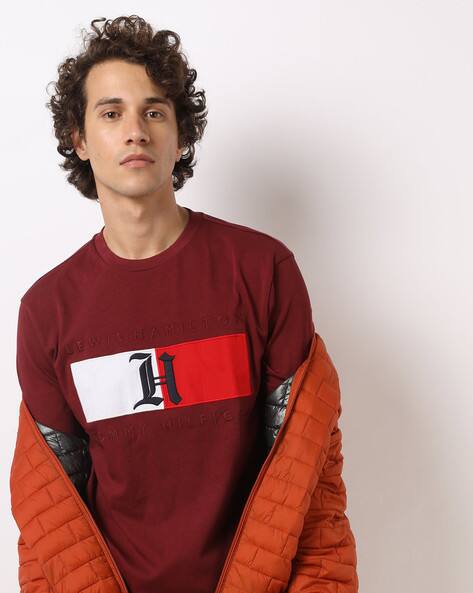 tommy hilfiger maroon t shirt