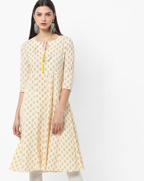 Buy Yellow Kurtas for Women by RANGEELO RAJASTHAN Online | Ajio.com