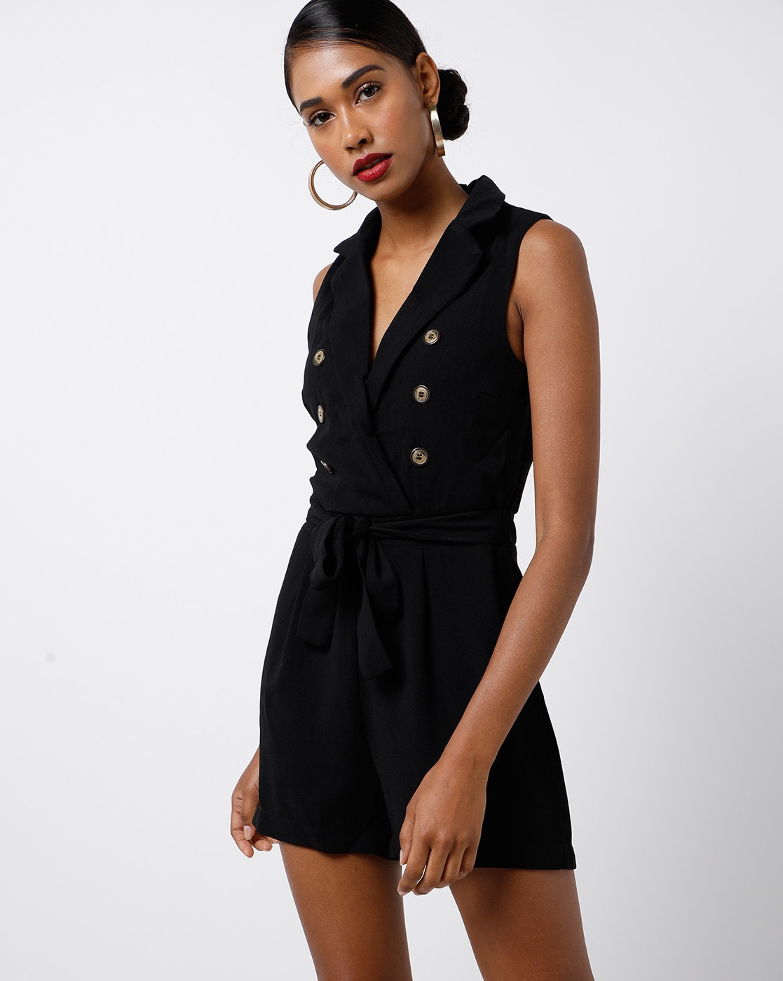 black playsuit with belt