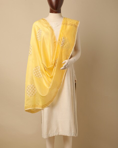 Embroidered Dupatta with Striped Border Price in India
