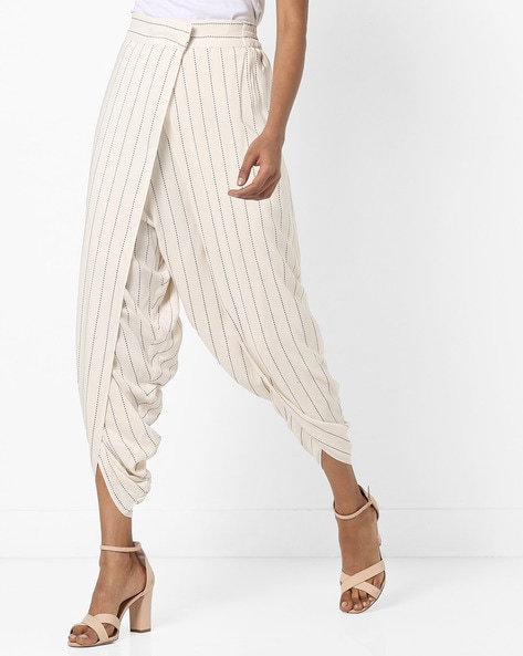 Striped Dhoti-Style Mid-Rise Pants Price in India