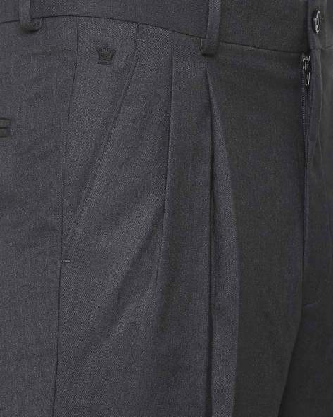 Buy Louis Philippe Men Black Slim Fit Solid Permapress Finest Wrinkle Free  Formal Trousers  Trousers for Men 8295263  Myntra