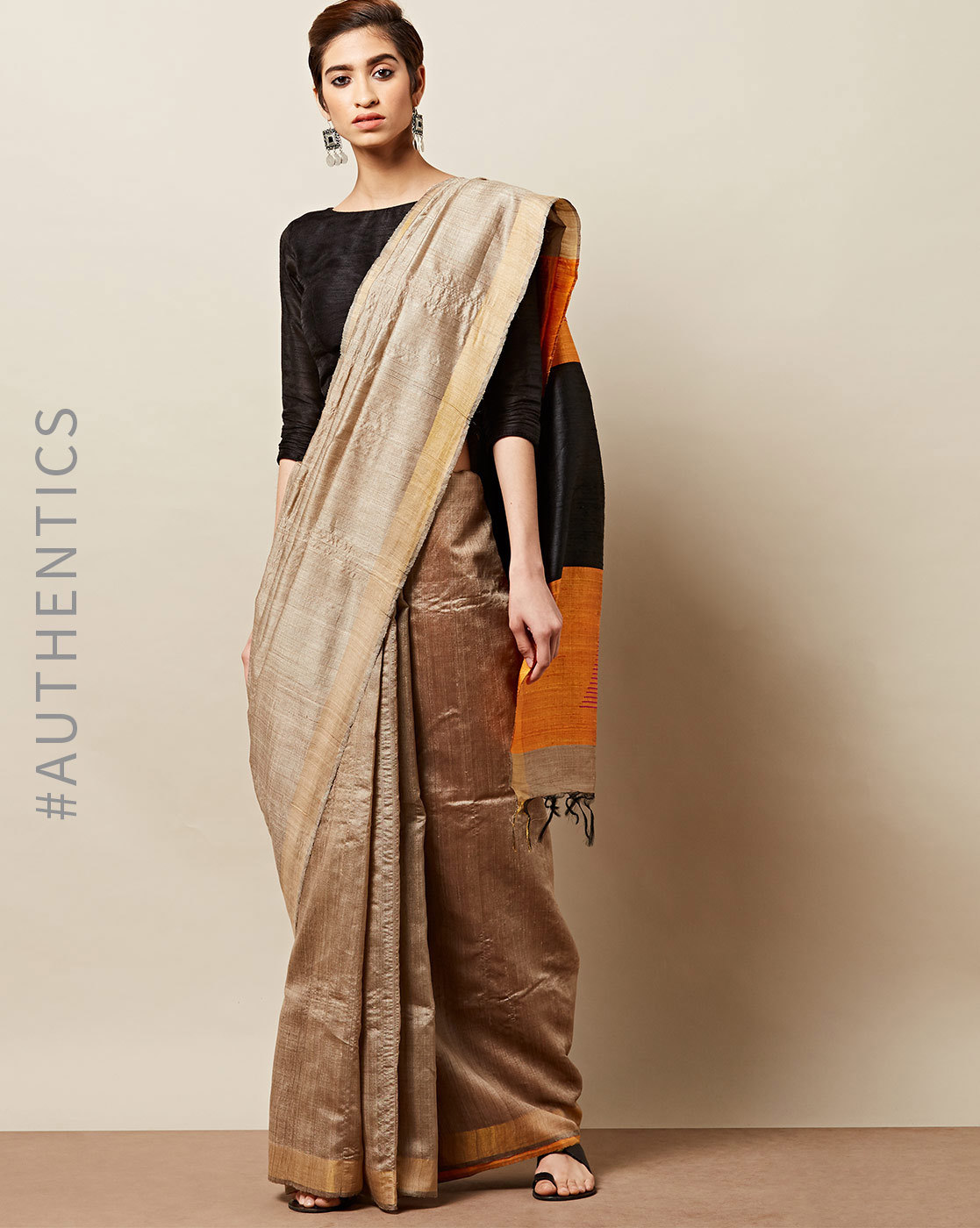 Buy Brown Sarees for Women by Shree Silk Mills Online | Ajio.com