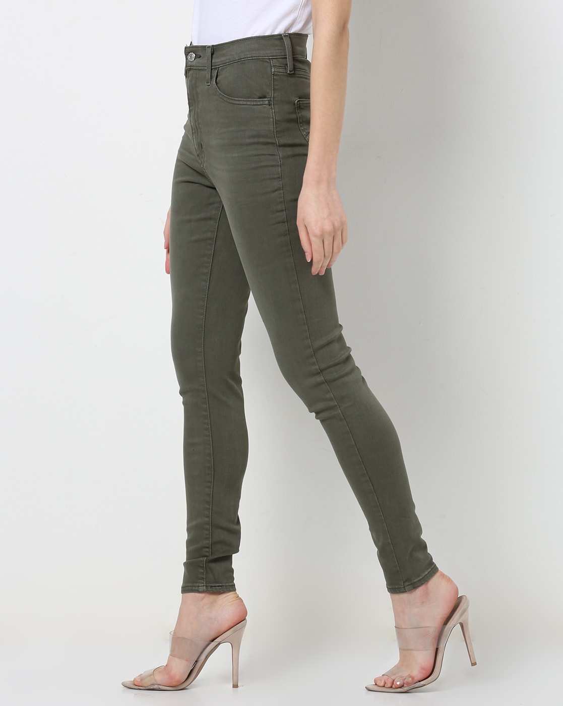 High Waist Reberry Women Olive Green Skinny Fit Solid Jegging, Casual Wear  at Rs 385 in New Delhi