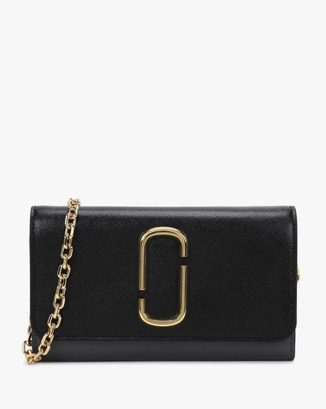Buy MARC JACOBS Snapshot Wallet with Chain Strap Black Color