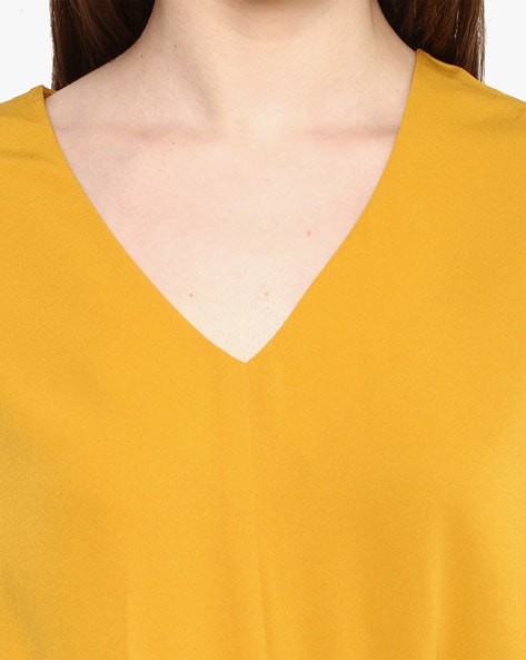 V-neck Crop Top with Bell Sleeves