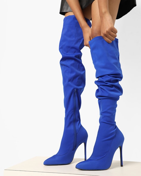 cobalt blue thigh high boots