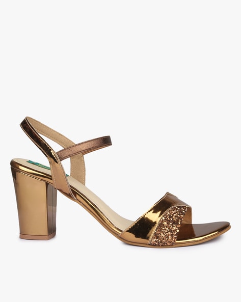 bronze chunky heels