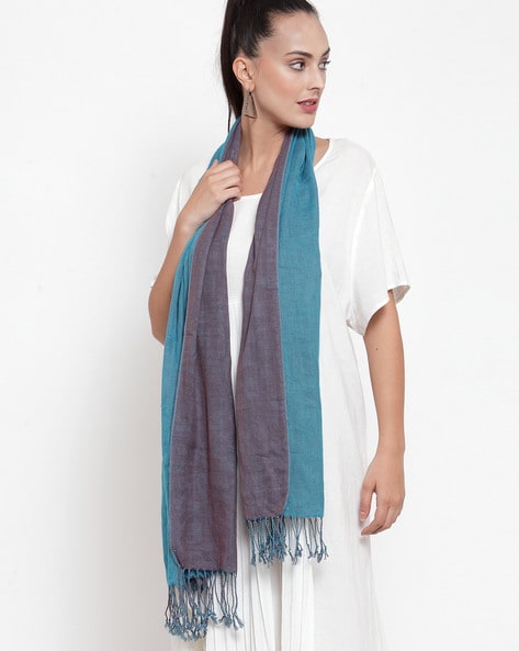 Coloublock Stole with Tassels Price in India