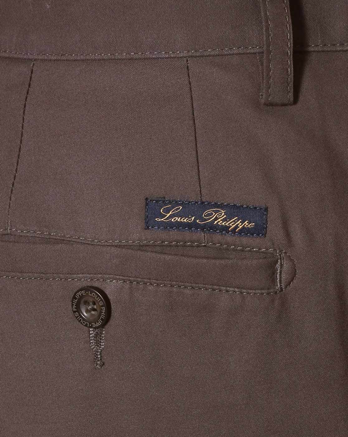 Buy Louis Philippe Men Grey Trousers online