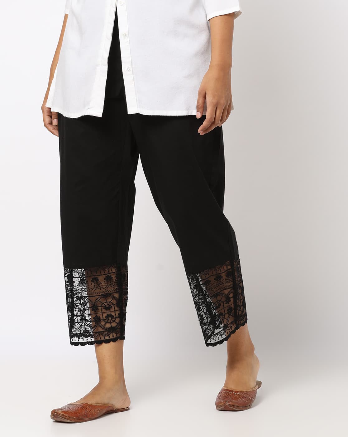 black cropped slacks