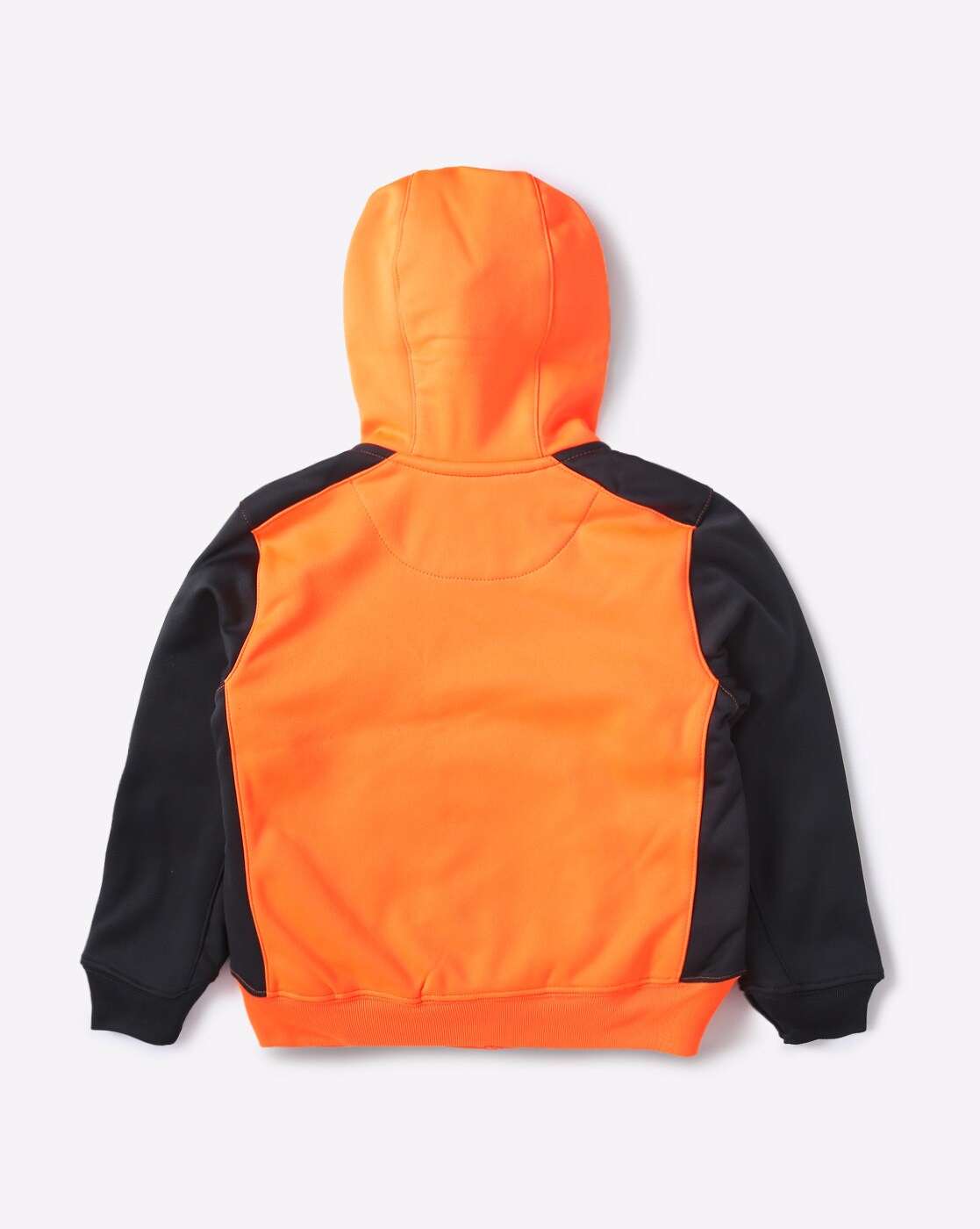 orange and black split hoodie