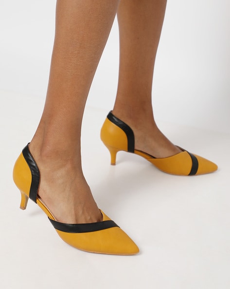 mustard kitten heels