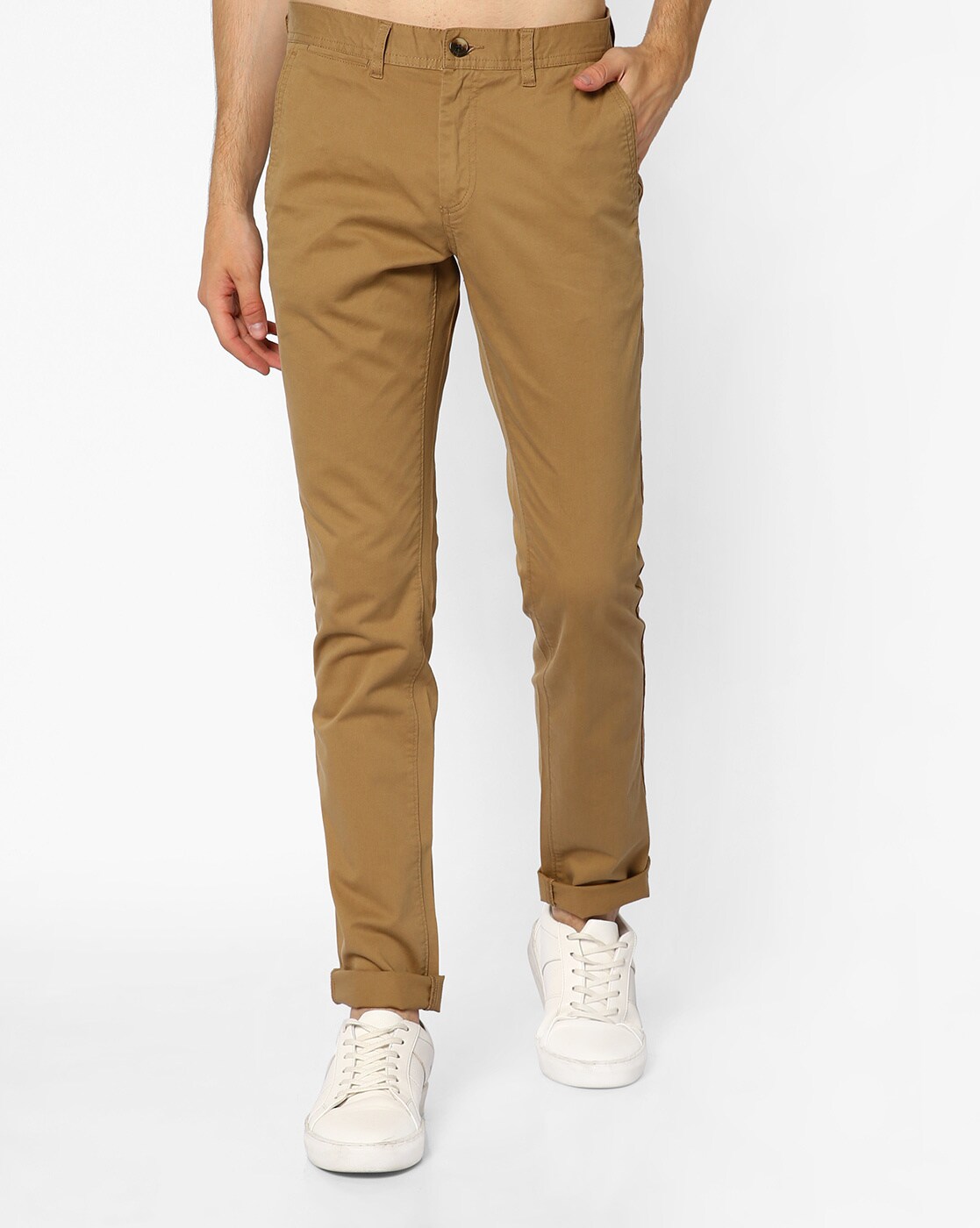 Buy Men Brown Low Rise Over Dyed Slim Fit Pants online  Jack  Jones