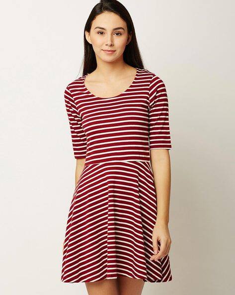 Buy Maroon and White Dresses for Women 