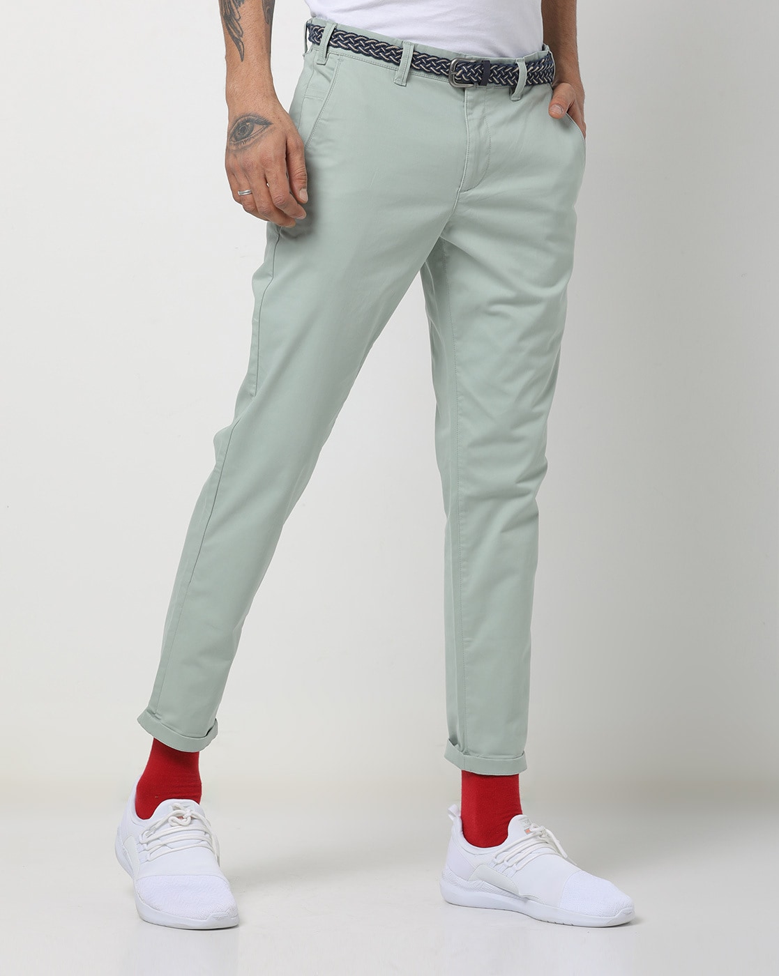 Buy Light Olive Green Trousers & Pants for Men by JOHN PLAYERS Online |  Ajio.com