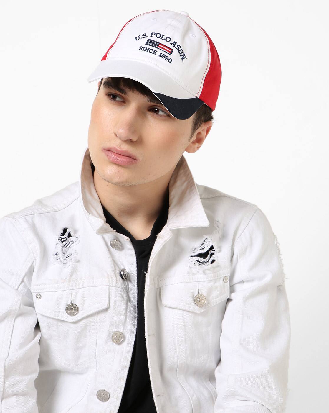 red and white polo hat