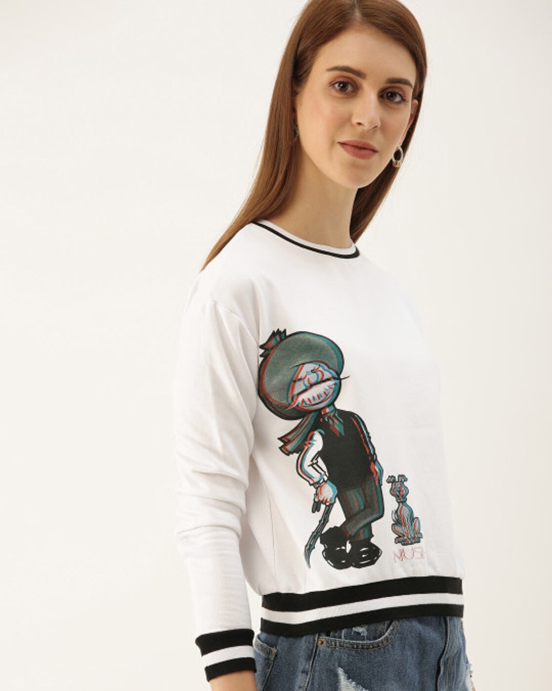 womens graphic crew neck sweatshirts