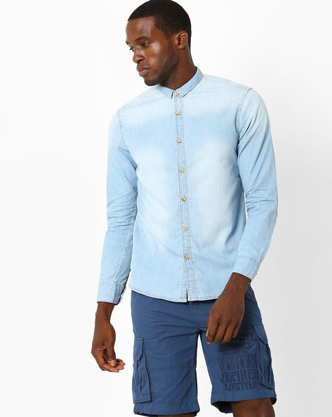Blue Relaxed Fit Men Faded Denim Shirt at Rs 380 in New Delhi | ID:  2852827334662