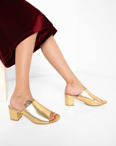 Buy Gold Heeled Shoes for Women by MFT Couture Online