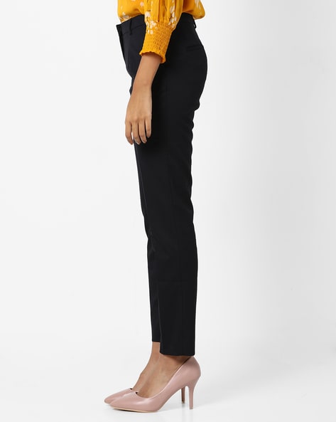 Monochromatic Work Outfit: Petite Black Wide Leg Trouser Pants