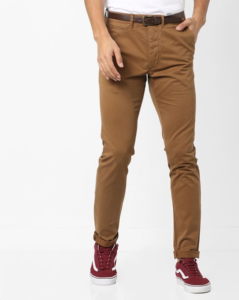 Buy COLOR PLUS Mens Regular Fit 5 Pocket Solid Trousers | Shoppers Stop