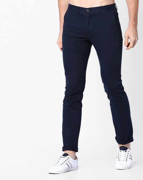 Slacks and Chinos Casual trousers and trousers Sunspel Cotton Elasticated Waist Trouser in Navy Blue Mens Clothing Trousers for Men 