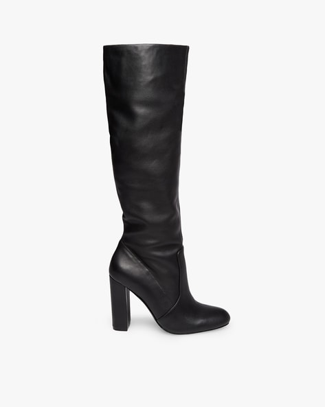 ladies calf length black boots