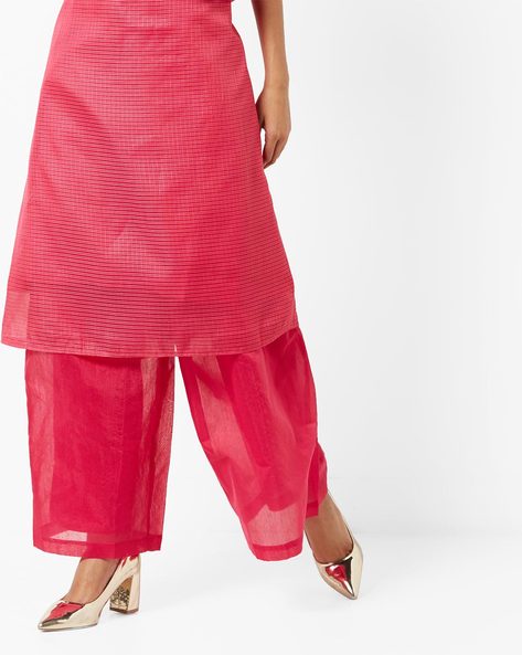 Pleat-Front Mid-Rise Chanderi Palazzos Price in India