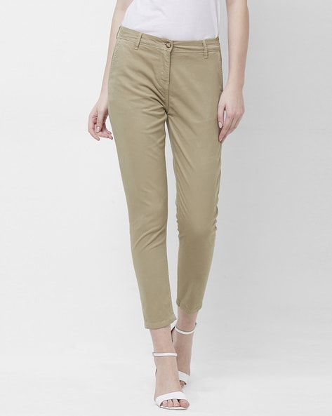 Buy Beige Trousers & Pants for Women by Sateen Online | Ajio.com