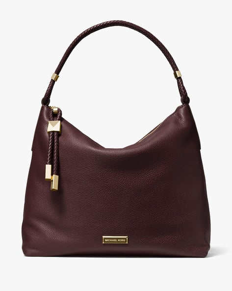 Buy Michael Kors Textured Genuine Leather Shoulder Bag Burgundy