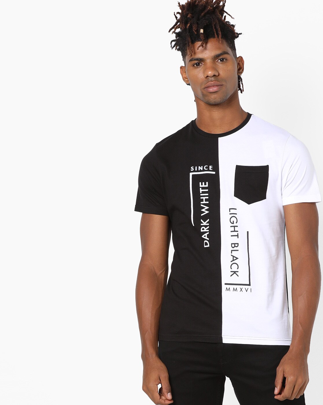 Buy Black White Tshirts For Men By Ajio Online Ajio Com