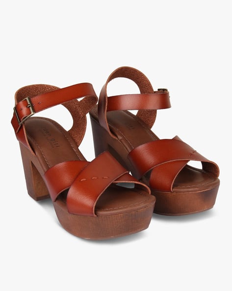 Buy Brown Heeled Sandals for Women by 