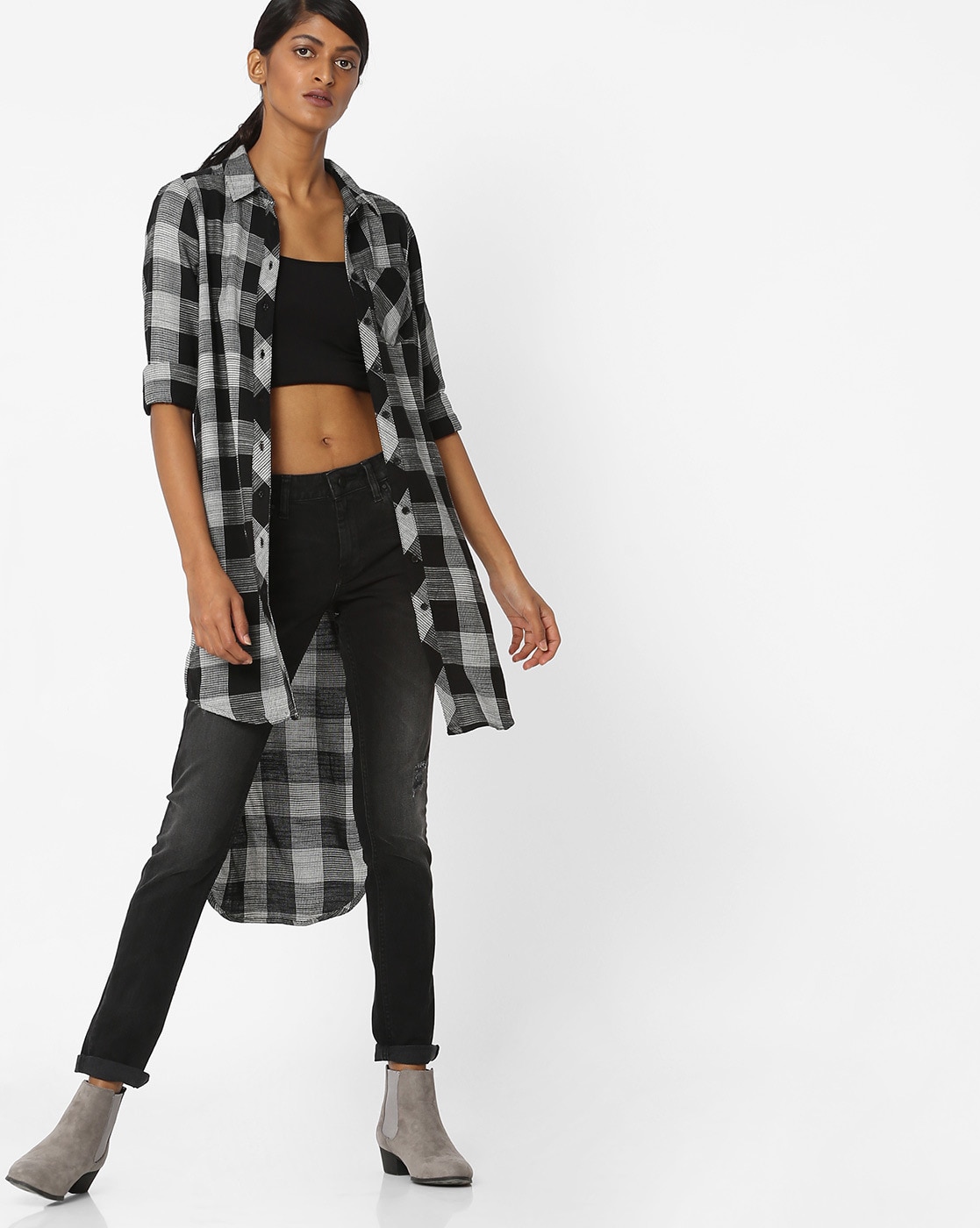 longline check shirt womens