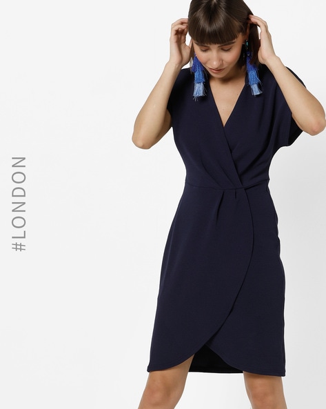 mela london navy wrap dress