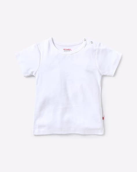 Organic Cotton Crew-Neck T-shirt with Snap-Buttons