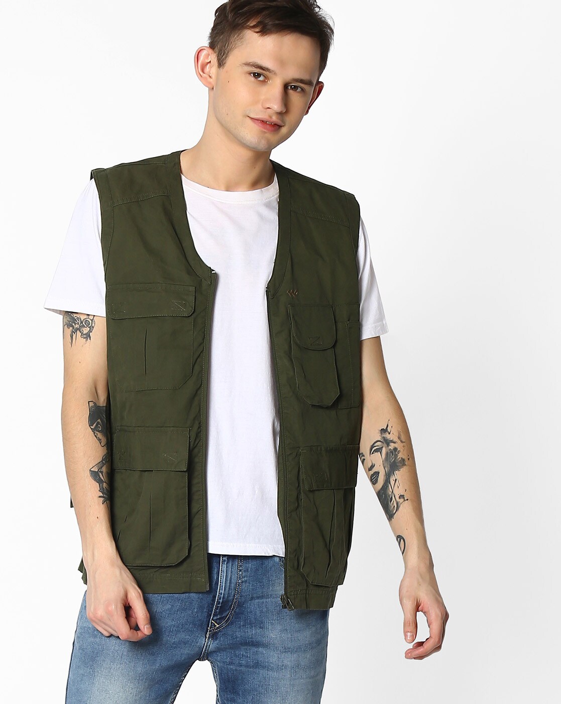 Amazon.com: Men's Cargo Utility Vest Multi Pockets Sleeveless Jacket for  Fishing Travel Photo Stand Collar Thin Workwear : Clothing, Shoes & Jewelry