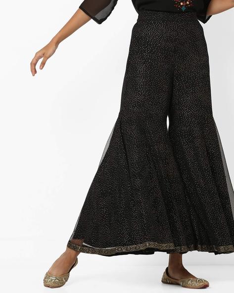 Embellished Sharara Pants with Sheer Overlay Price in India
