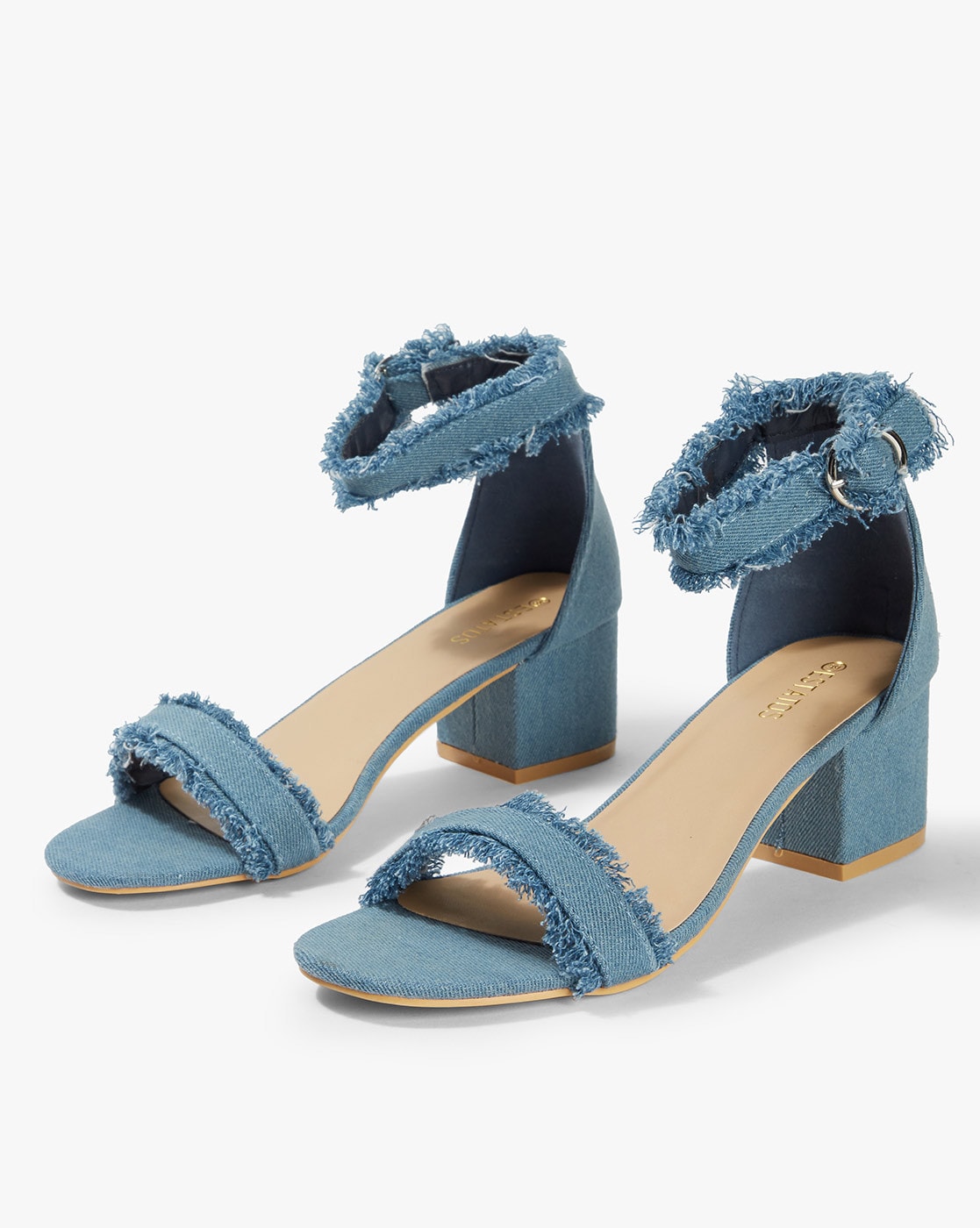 Single Band Ankle Strap Block Heel Sandals - Royal Blue