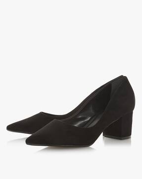 black chunky heel court shoes