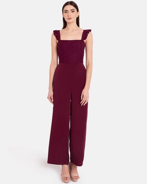 maroon jumpsuit formal