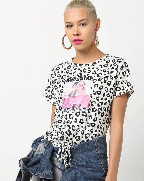 Animal Print Round-Neck T-shirt