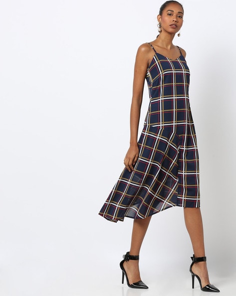 Checked strappy outlet dress